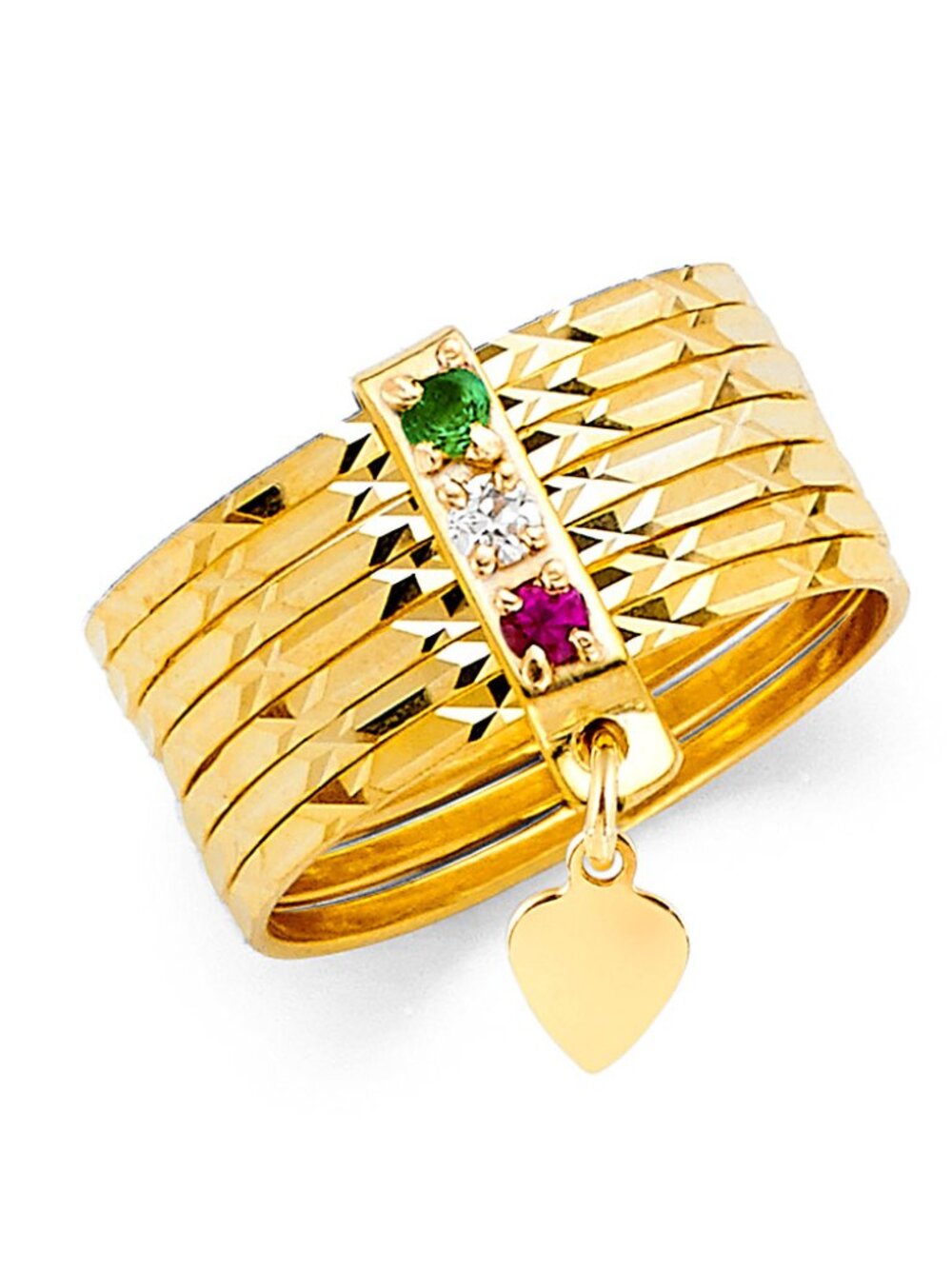 7 day Ring 14K Solid Gold Heart Band Ring  size 7